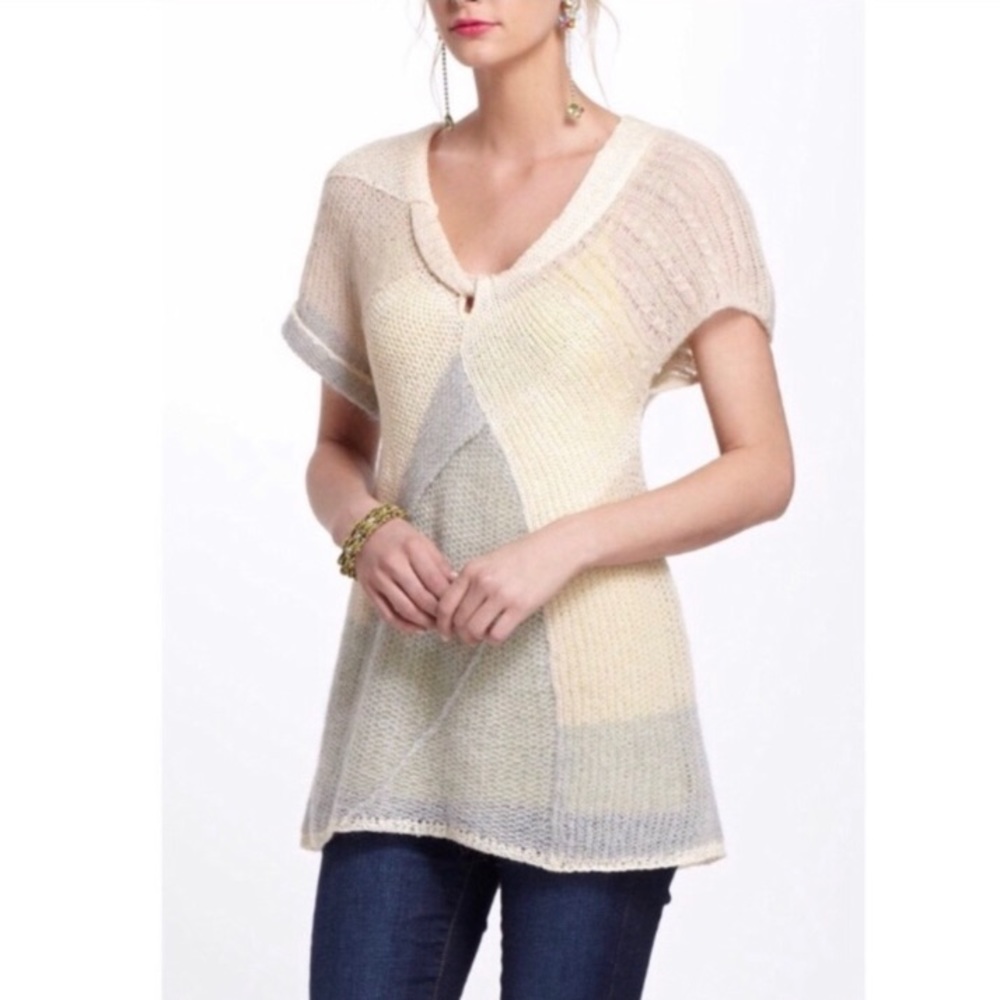 Anthropologie Wool Blend Neutral Sheer Sweater - Picture 1 of 7